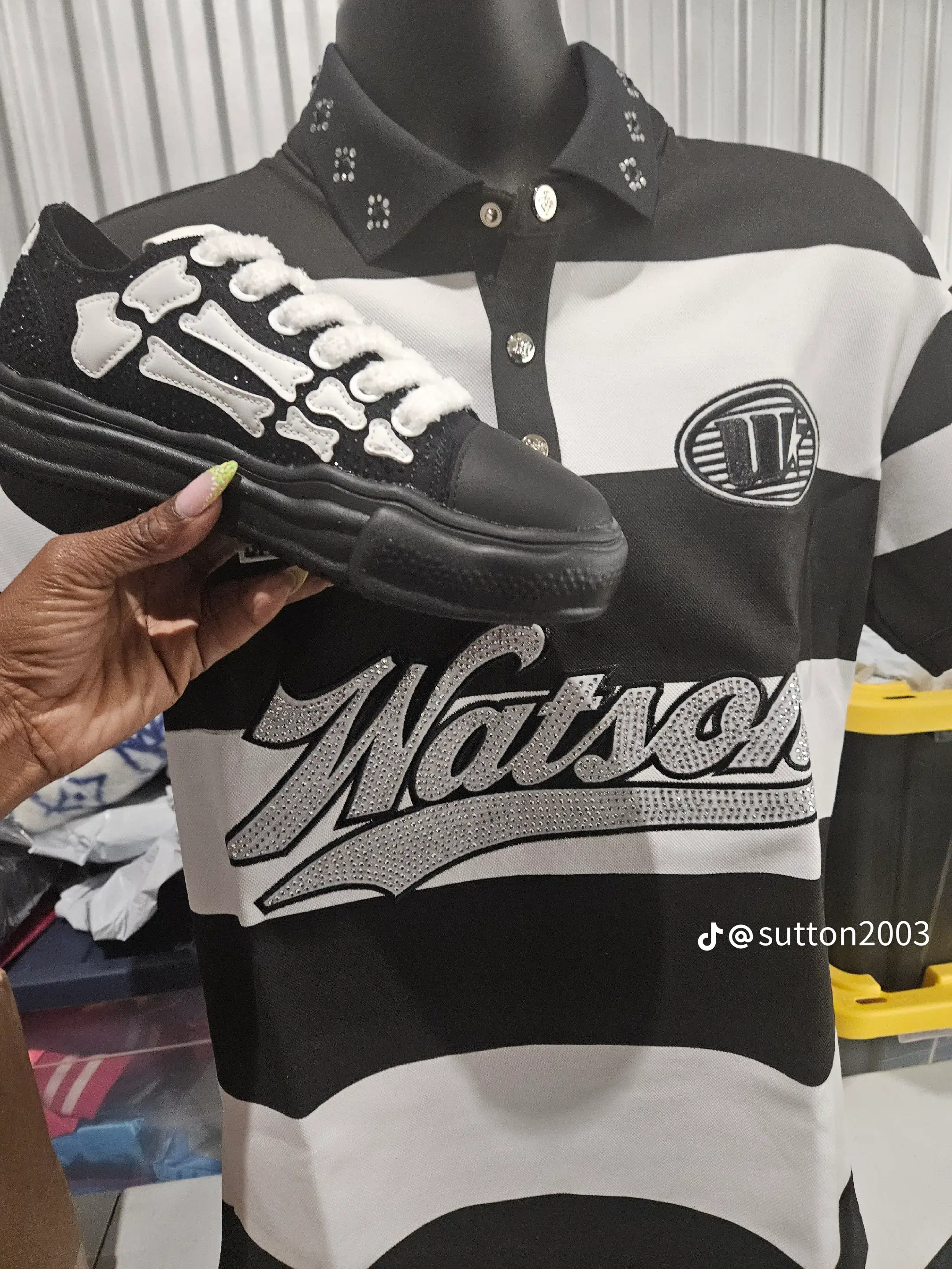 Watson Black & White Striped Polo