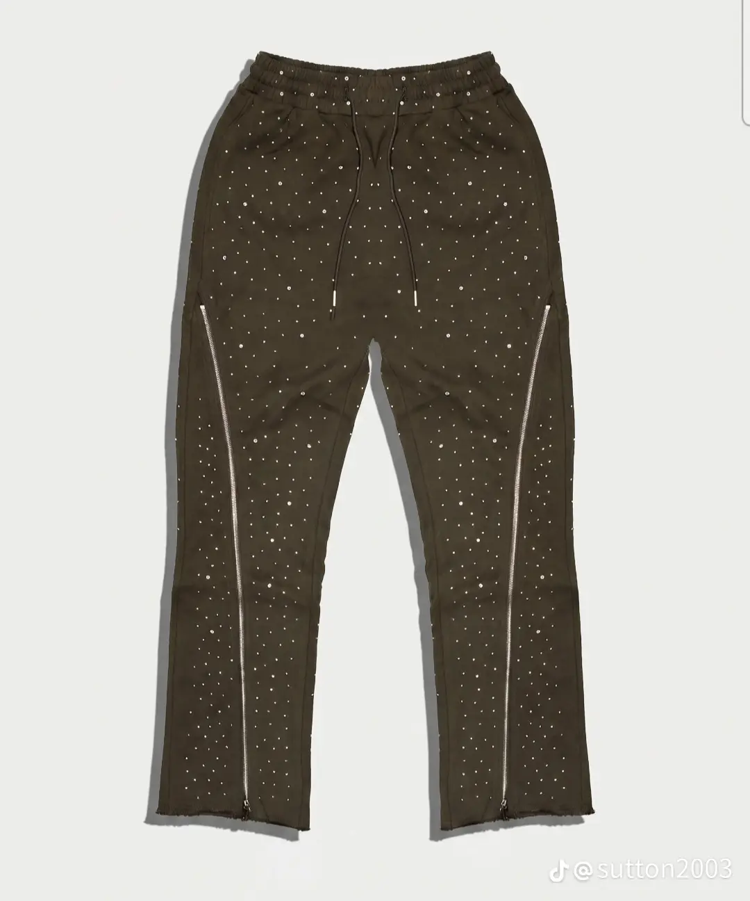 Brown Studded Zip Pants
