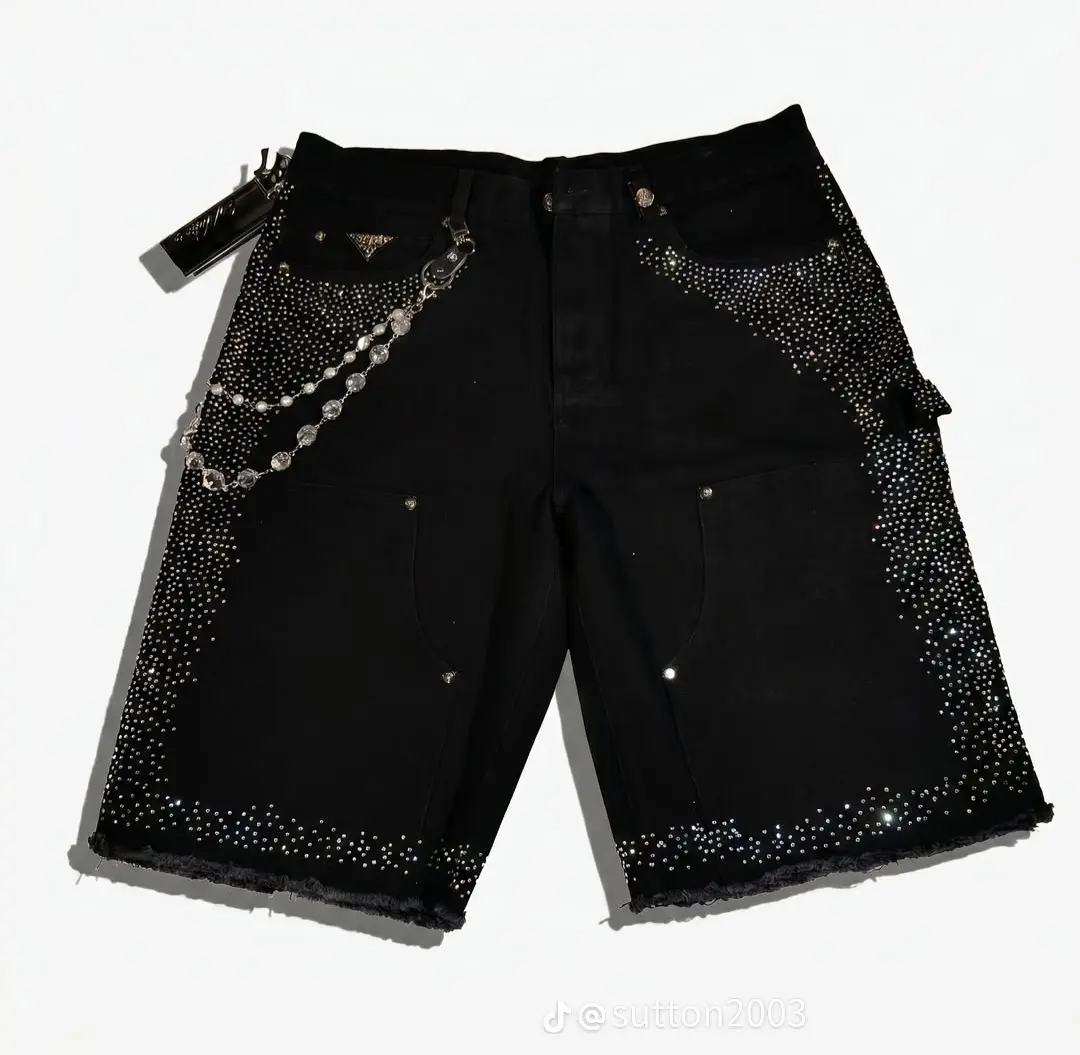 Black Rhinestone Shorts