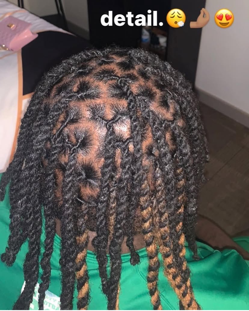 Detailed two-strand twist retwist, top view
